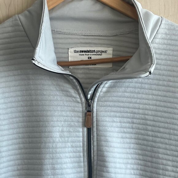 The Sweatshirt Project Ribbed Full Zip Sweatshirt Light Gray Color Size MENS 2XL - Picture 3 of 7